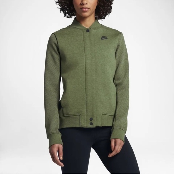 Nike Tech NSW Women’s Fleece Destroyer Zip Up Jacket Green Size Medium - Picture 1 of 12